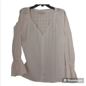 Ann Taylor Loft shirt s boho embroidery bell  romantic Peasant feminine Flowy